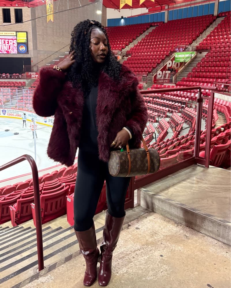 Burgundy Fur Coat - Image 3
