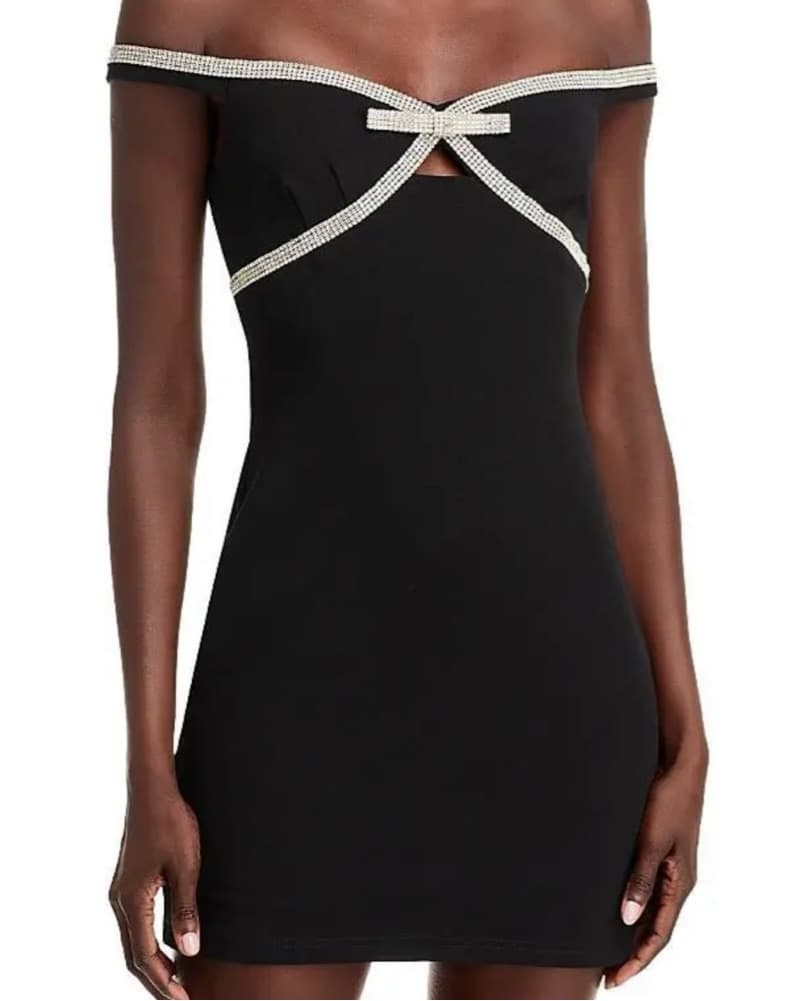 Crystal Bow Mini Dress - Image 1
