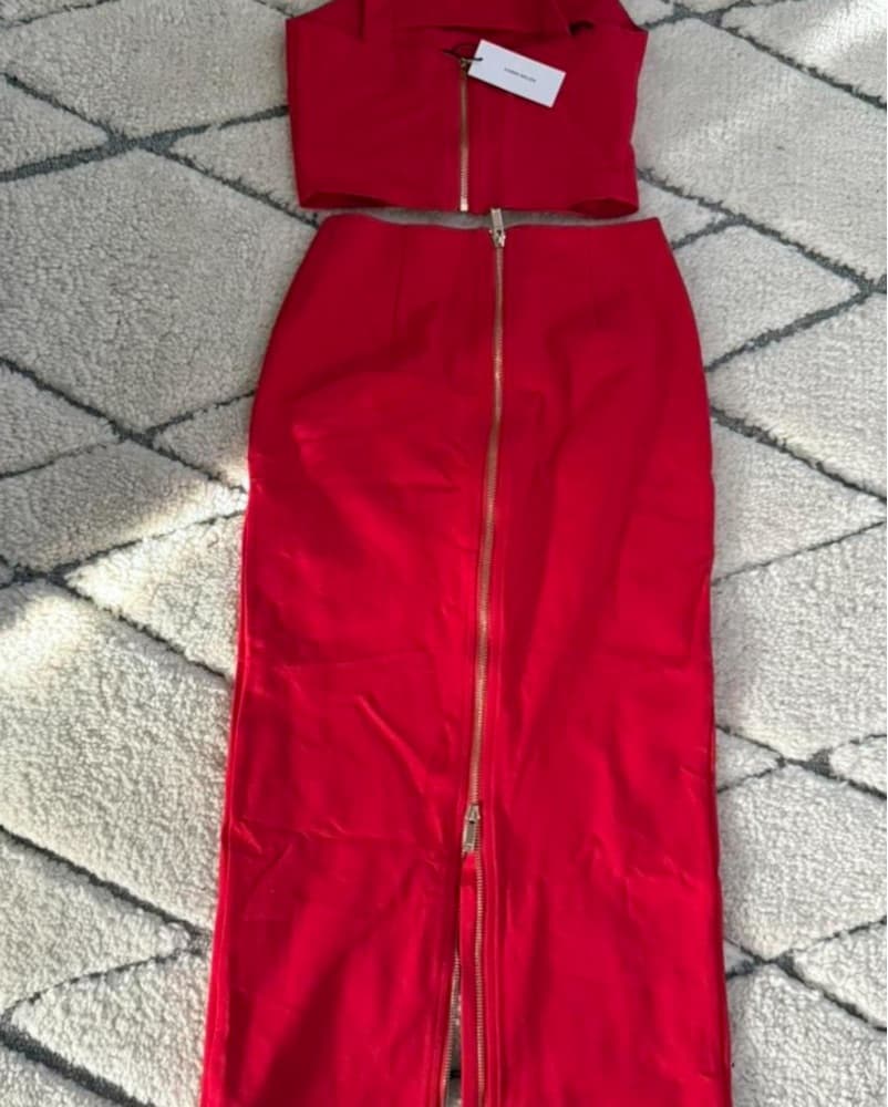 Karen Millen Red Midi Skirt Set - Image 3