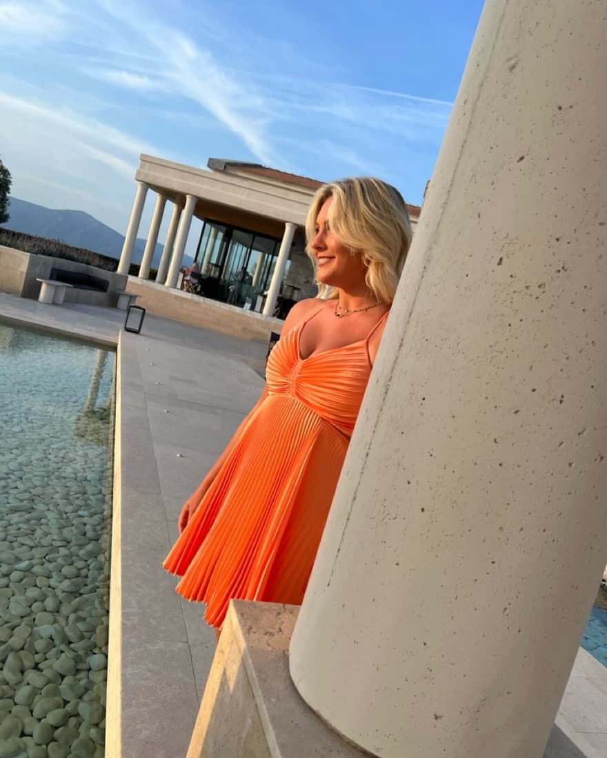 ALC Ari Orange Pleated Cutout Dress - Image 4