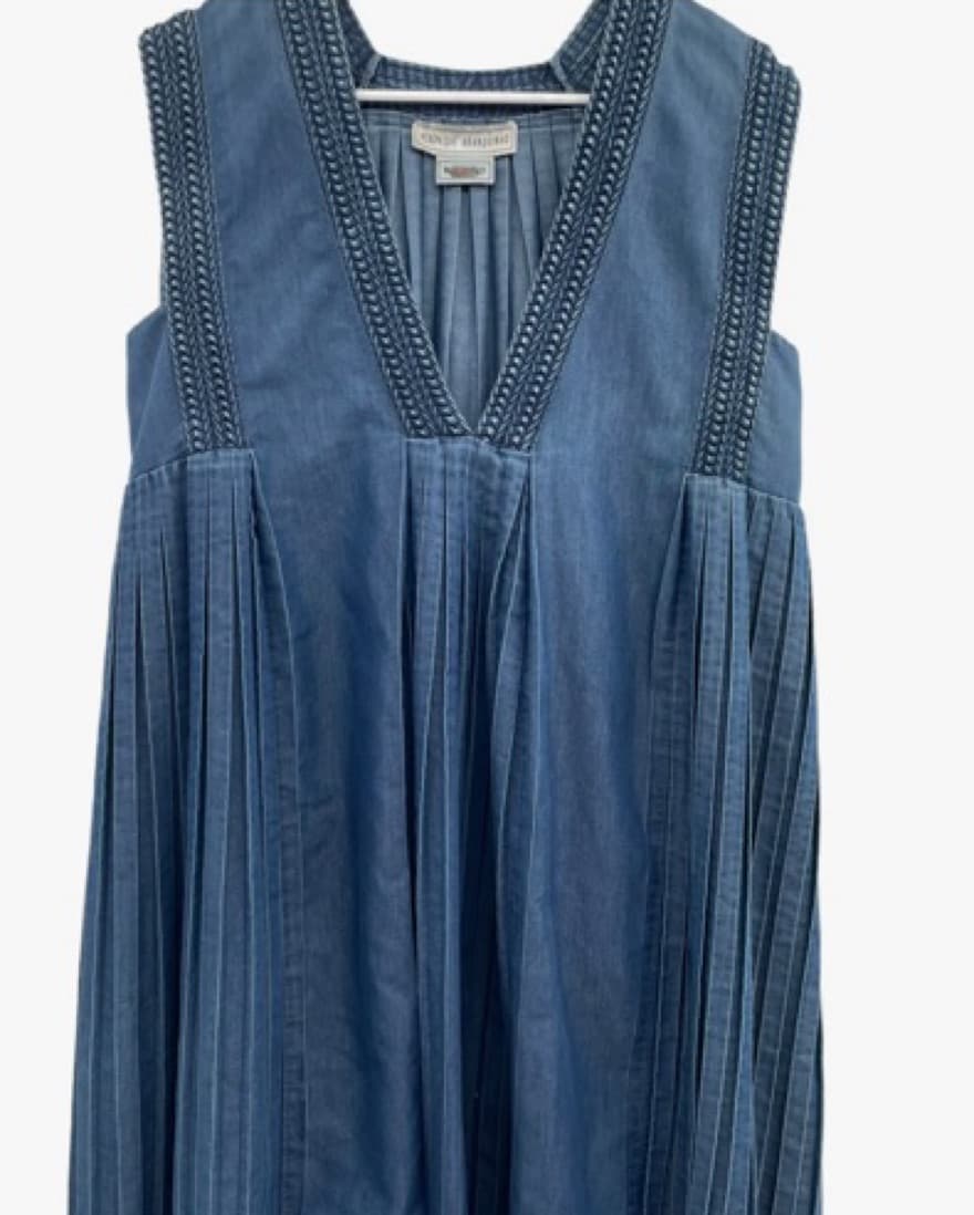 Veronique Branquinho Denim Pleated Dress - Image 5