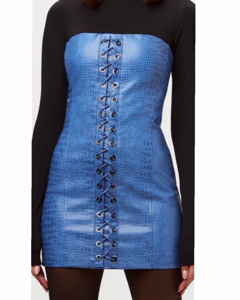 NAKED WARDROBE BLUE LEATHER DRESS - Image 2