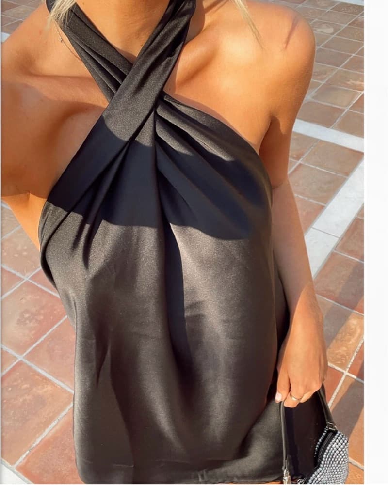 Black Halter Mini Dress - Image 4