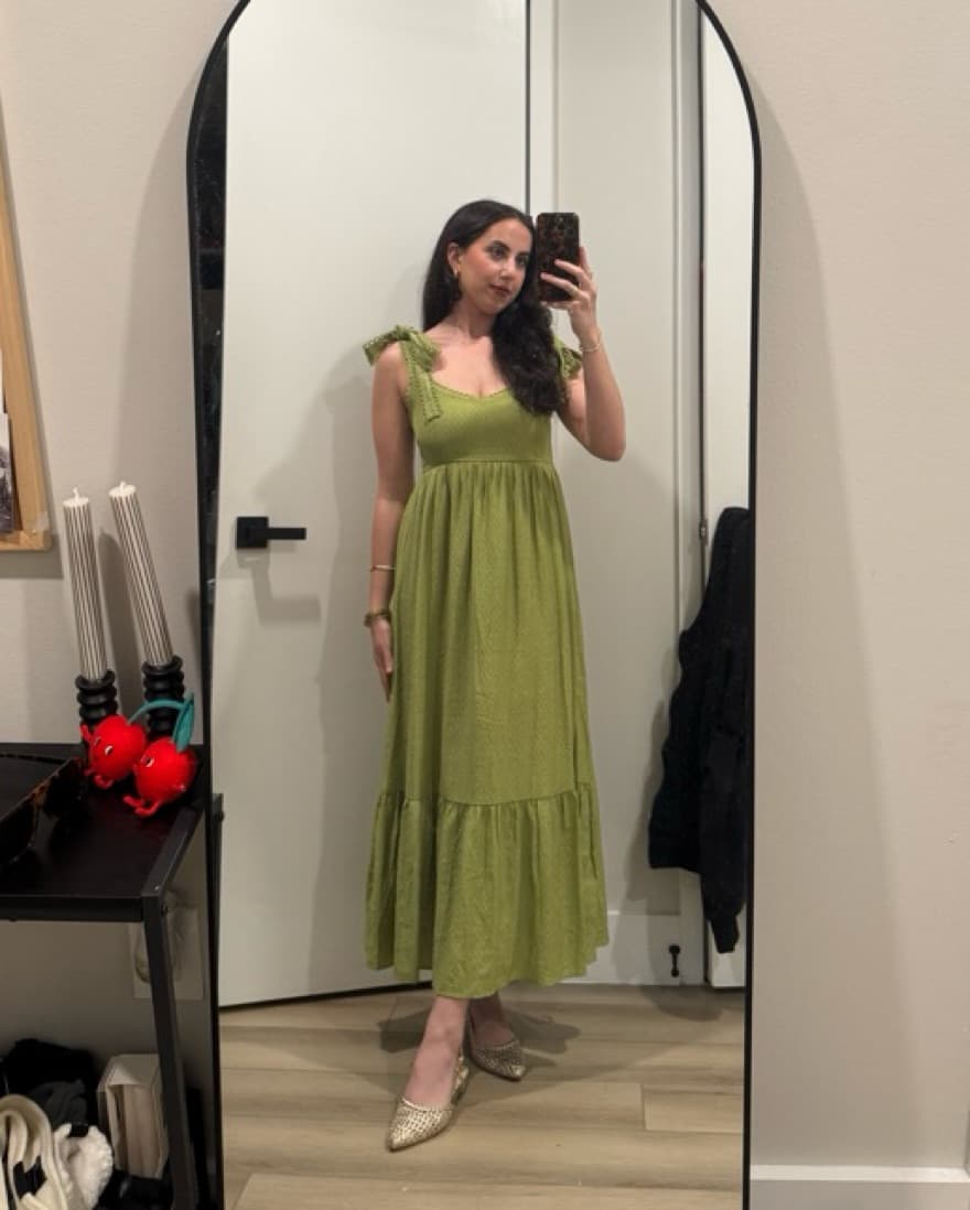 Vibrant Olive Green Tiered Maxi Dress - Image 1