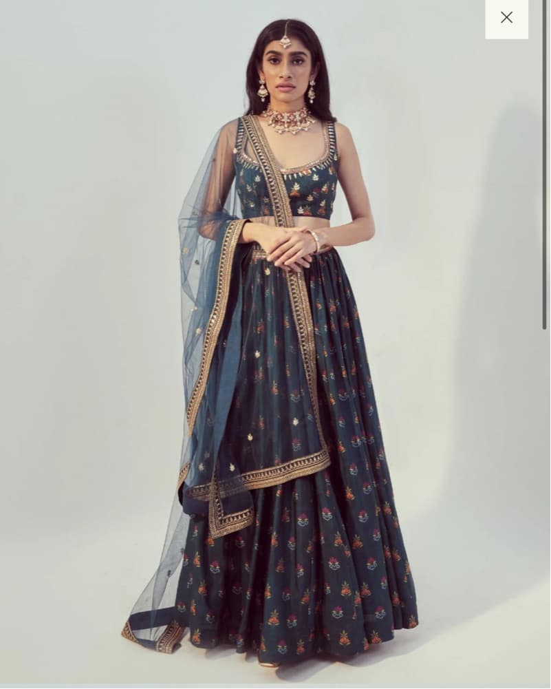 Teal Indian Lehenga Set - Image 1