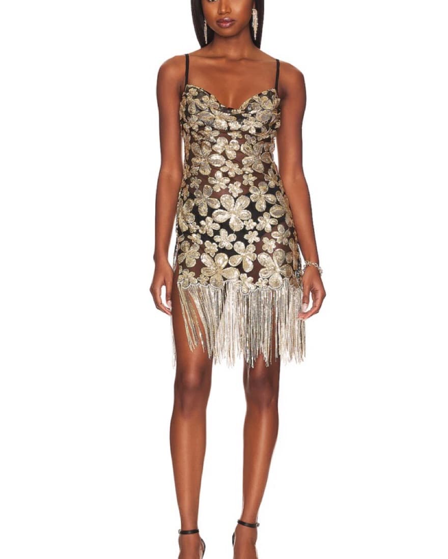 Colette Mini Dress In Gold - Image 1