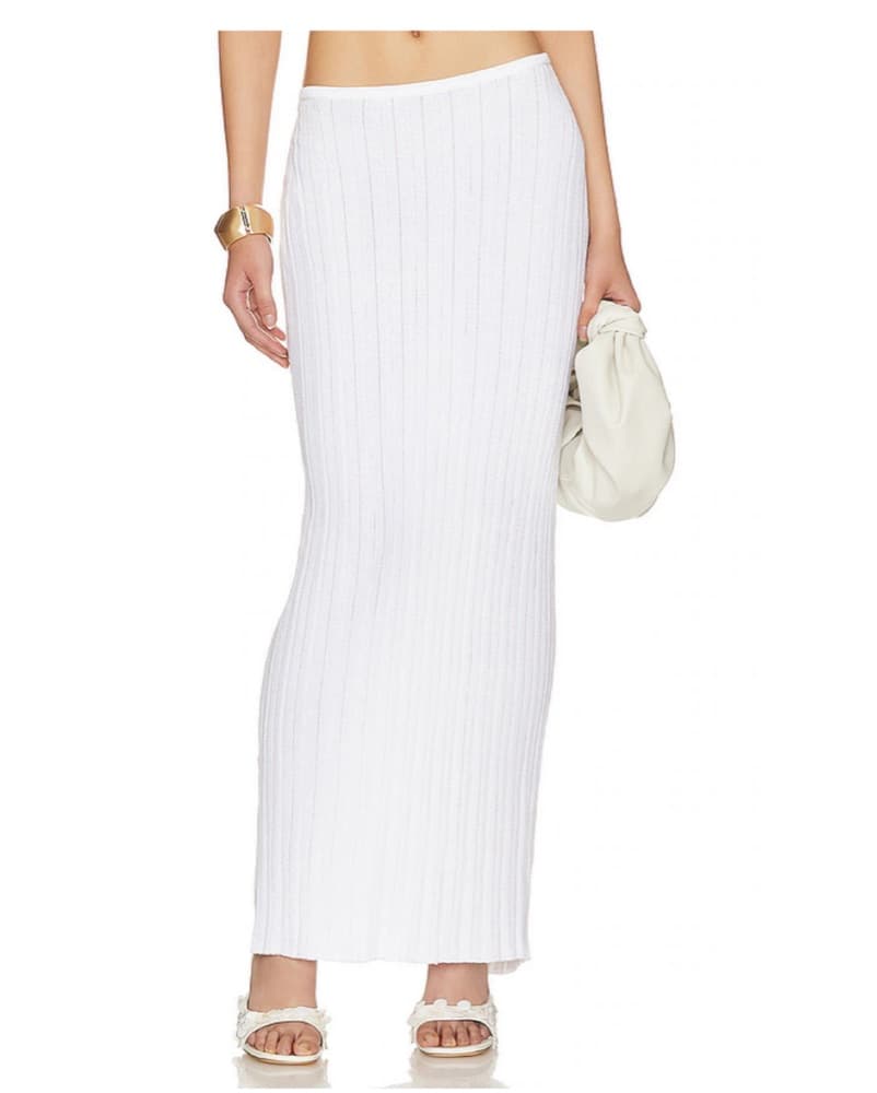 SNDYS White Ribbed Long Skirt - Size M - Image 4