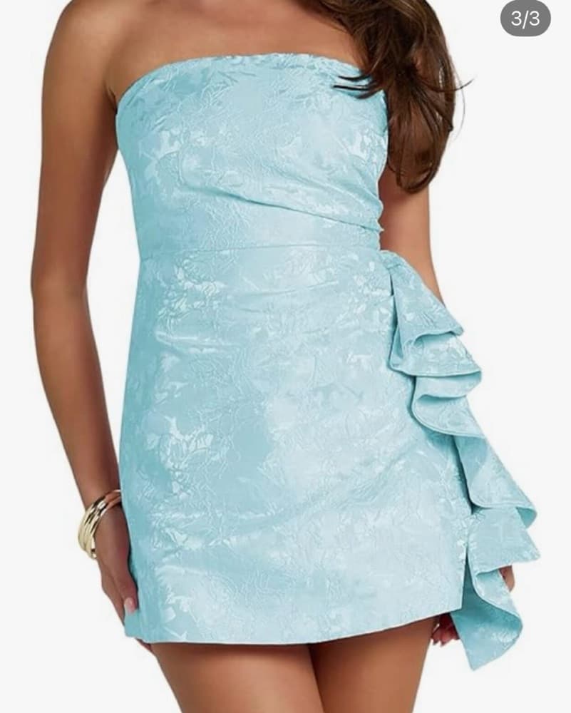 Elegant Ruffle Strapless Mini Dress - Image 1