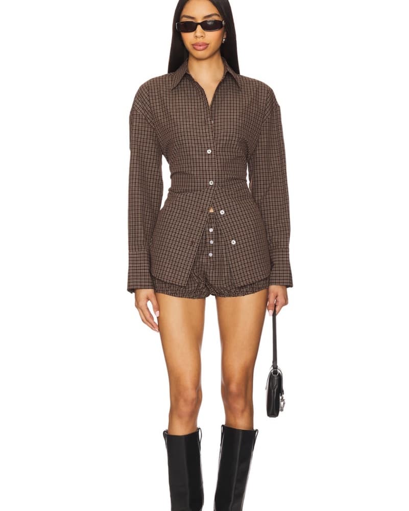 Tied Waist Checkered Shirt - Image 5