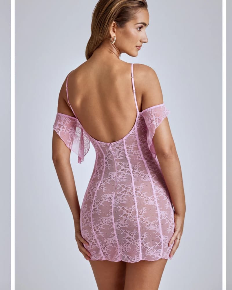Oh Polly Lacs Mini Pink Dress Size 0 - Image 2