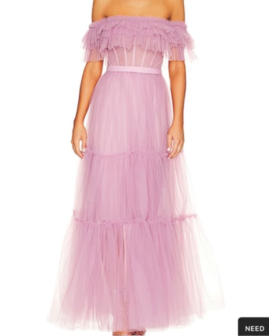 BCBGMAXAZRIA  Off Shoulder Tiered Gown  - Image 3