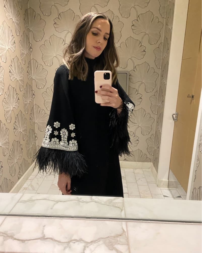 Crystal Wide Feather Sleeve Gown - Image 4