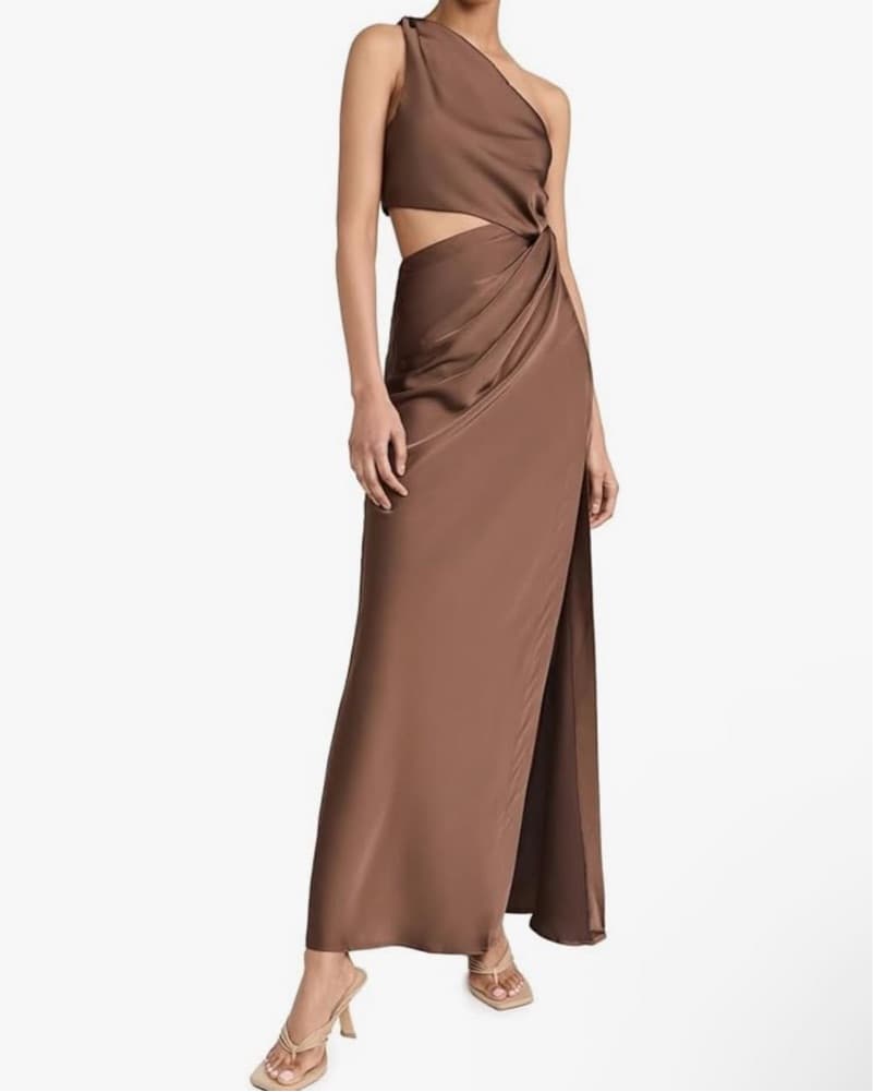 One-Shoulder Draped Maxi Dress - Image 2