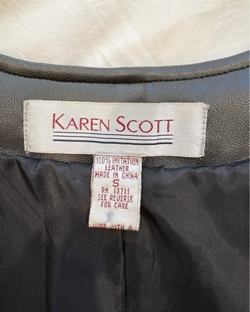 Karen Scott Black Leather Vest Small - Image 3