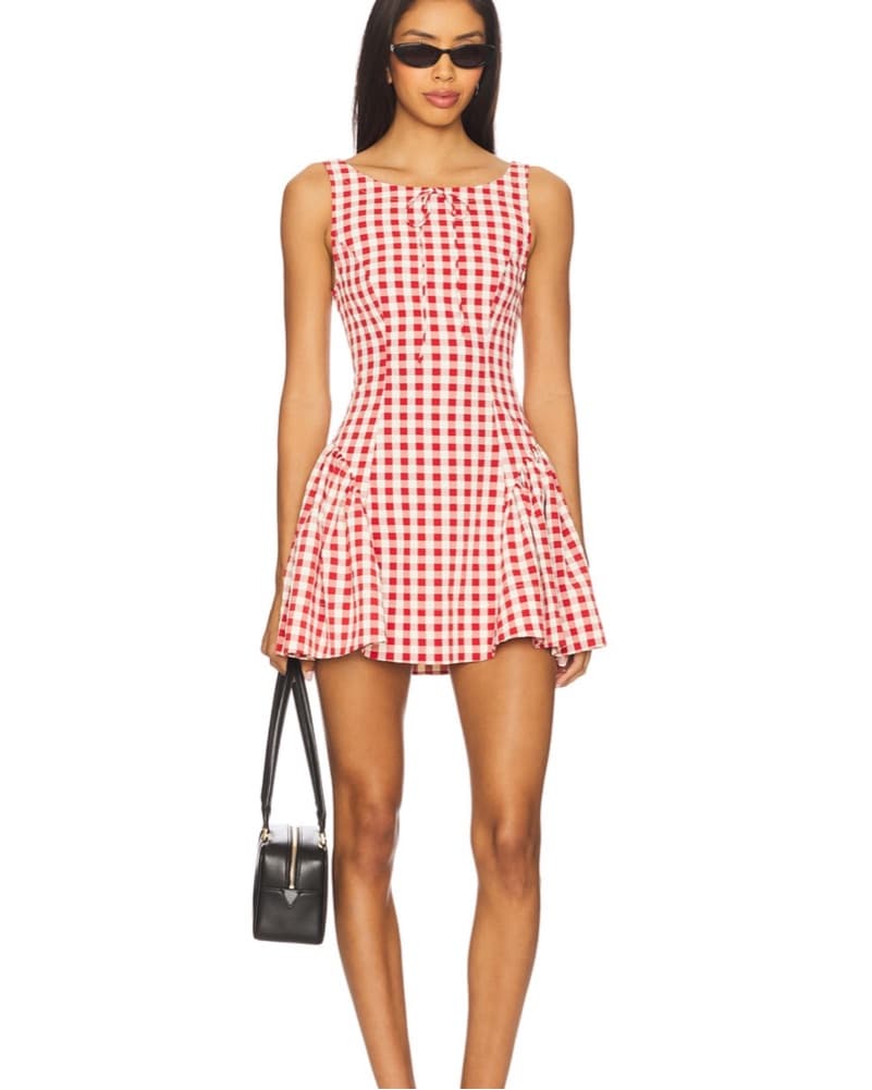 Red Gingham Mini Dress Revolve Small - Image 1
