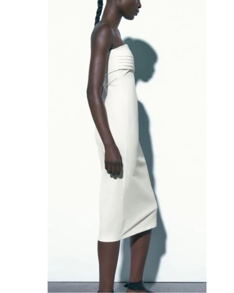midi bodycon dress sleeveless white wedd - Image 5