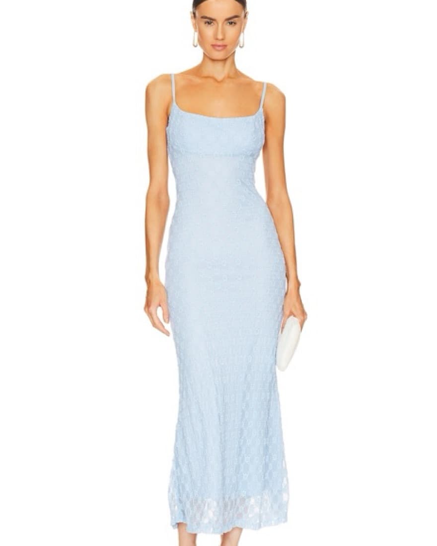 Bardot Light Blue Mesh Floral Midi Dress - Image 1