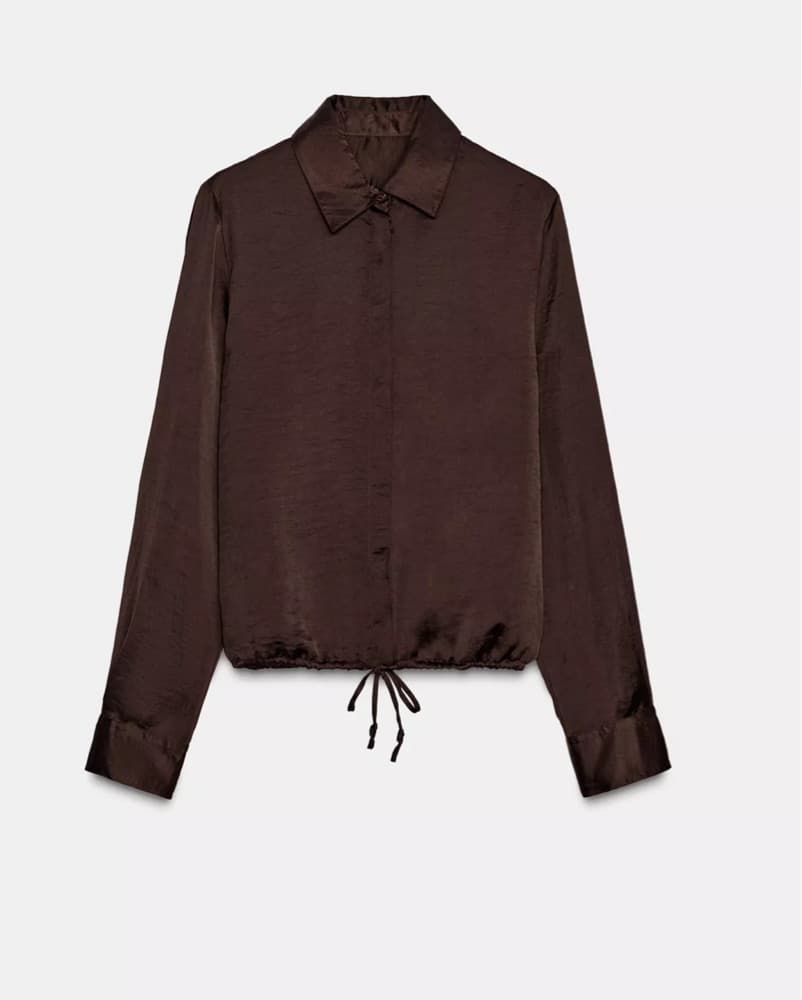 Zara Brown Satin Shirt - Image 5