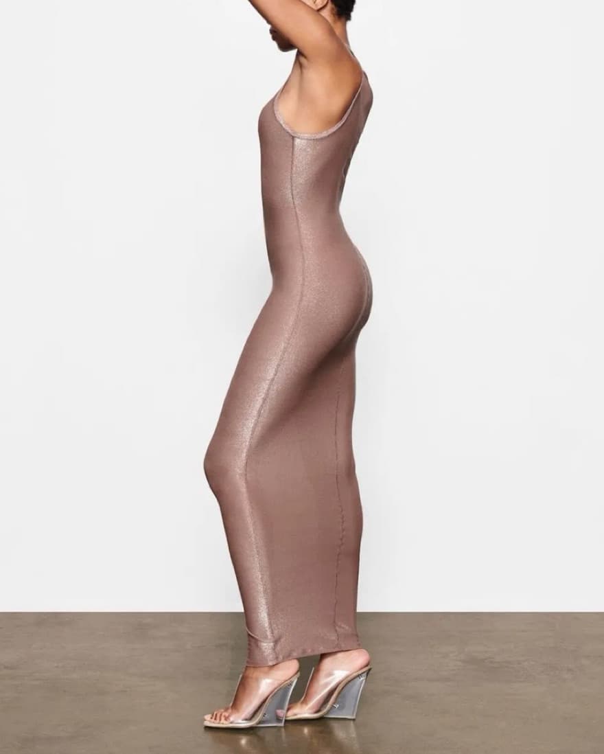 SKIMS - Shimmer Tank Dress in Umber - Image 2