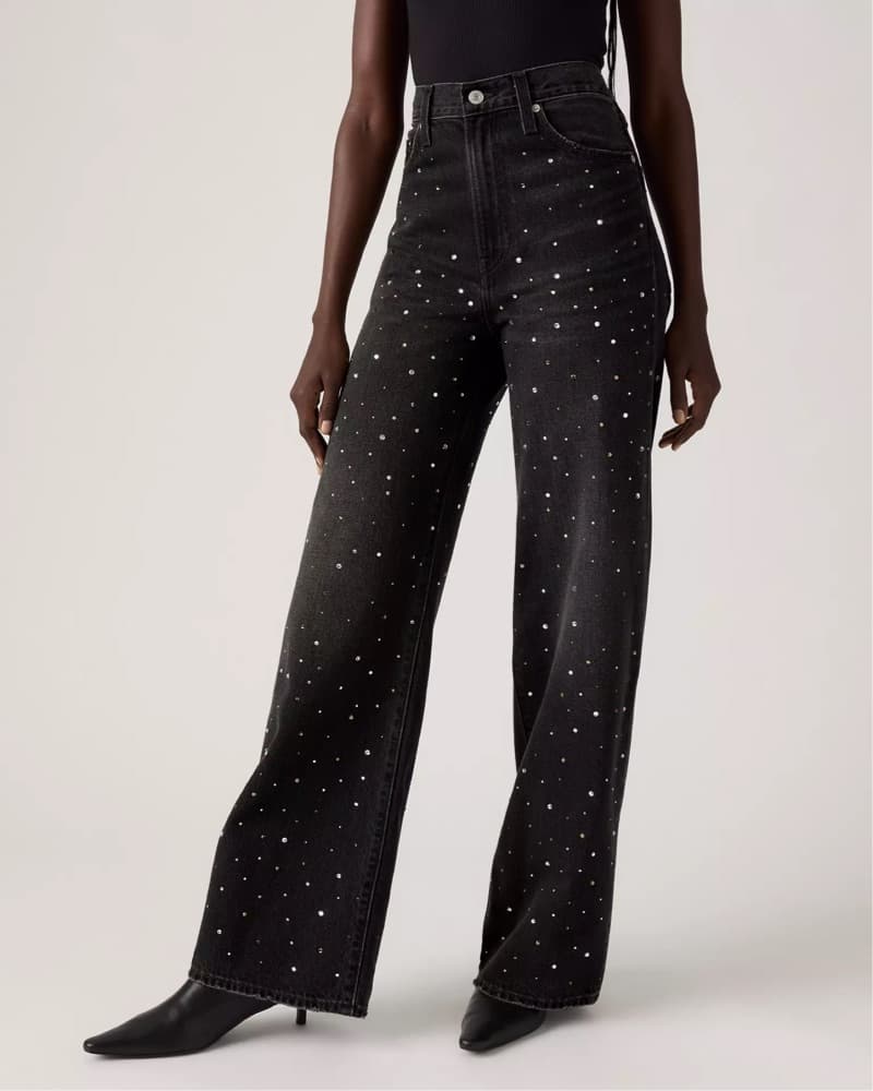 Sparkling Black Denim Flared Levis - Image 1