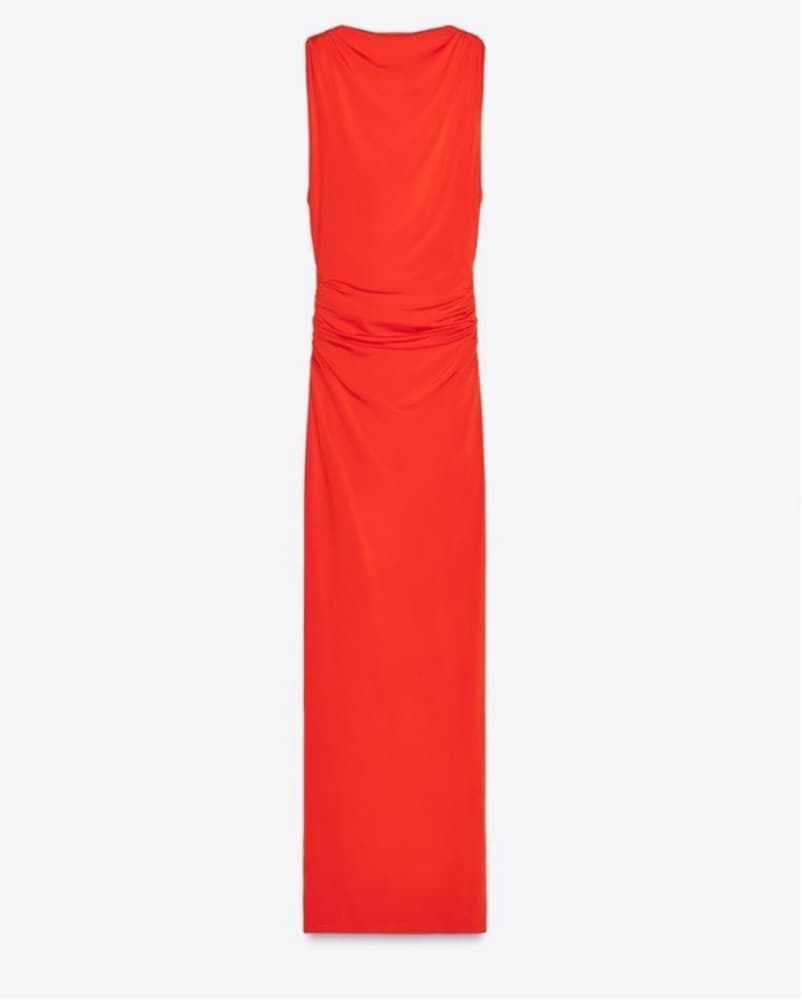 ZARA Brigh Orange Low Back Maxi Dress - Image 6