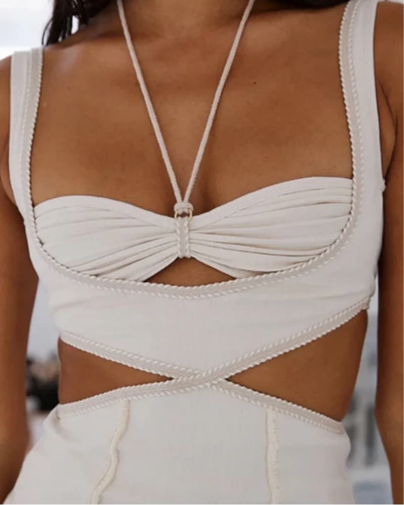 Mini Cut-Out Dress in Pearl - Image 3
