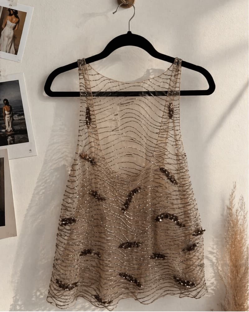Beaded Embroidered Tulle Top - Image 3