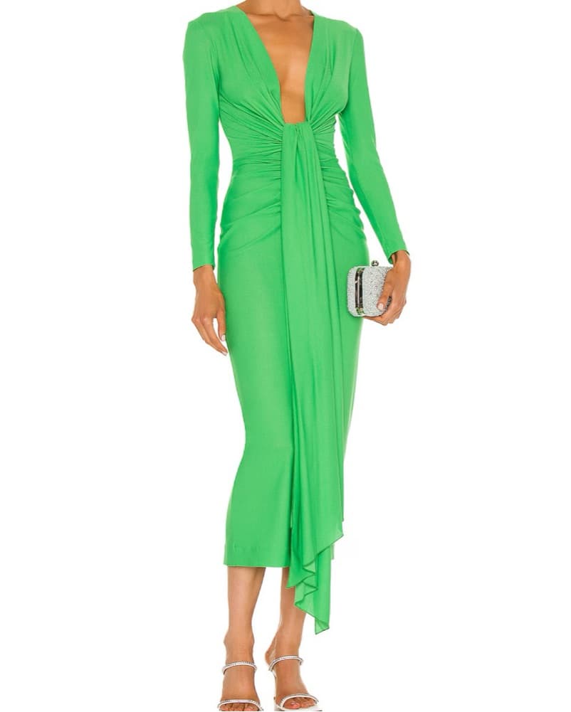 The Lorena Midi Dress In Bright Green - Image 3