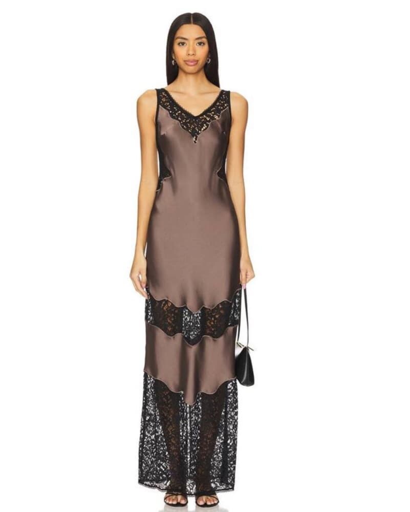 Simkhai Lace-Trimmed Satin Gown - Image 3