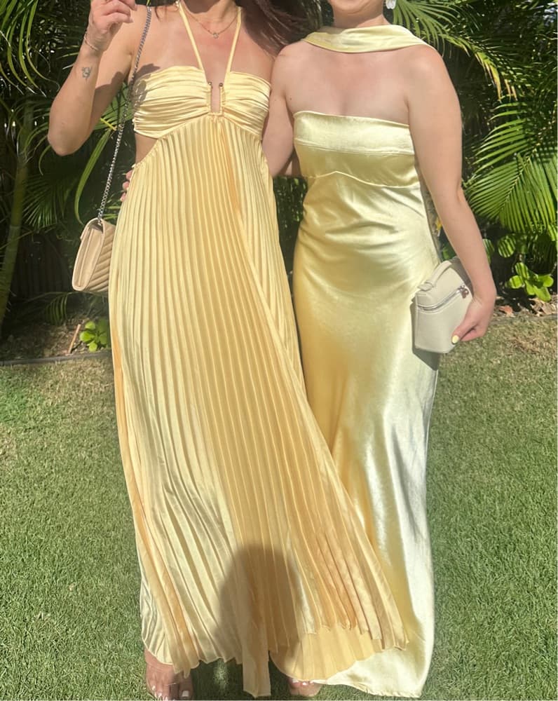 Yellow Floor Length Halter Dress - Image 1