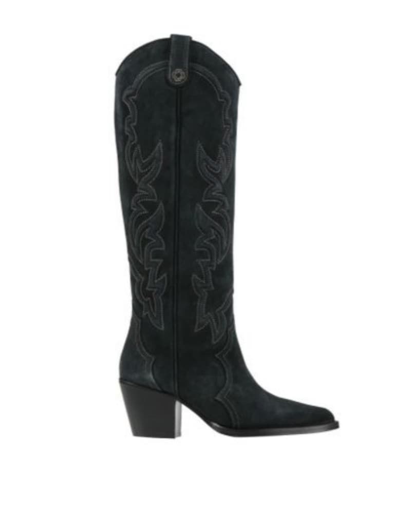 Black Suede Western Cowboy Boots - Image 1