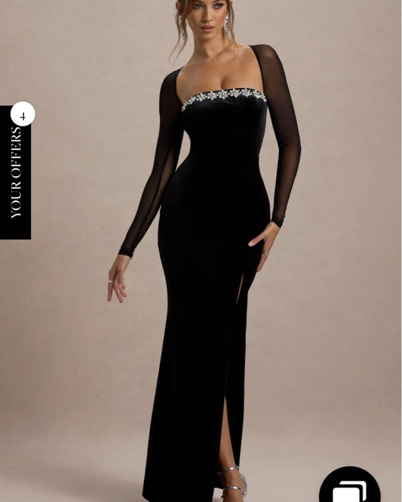 Formal Long Black Velvet Dress - Image 1