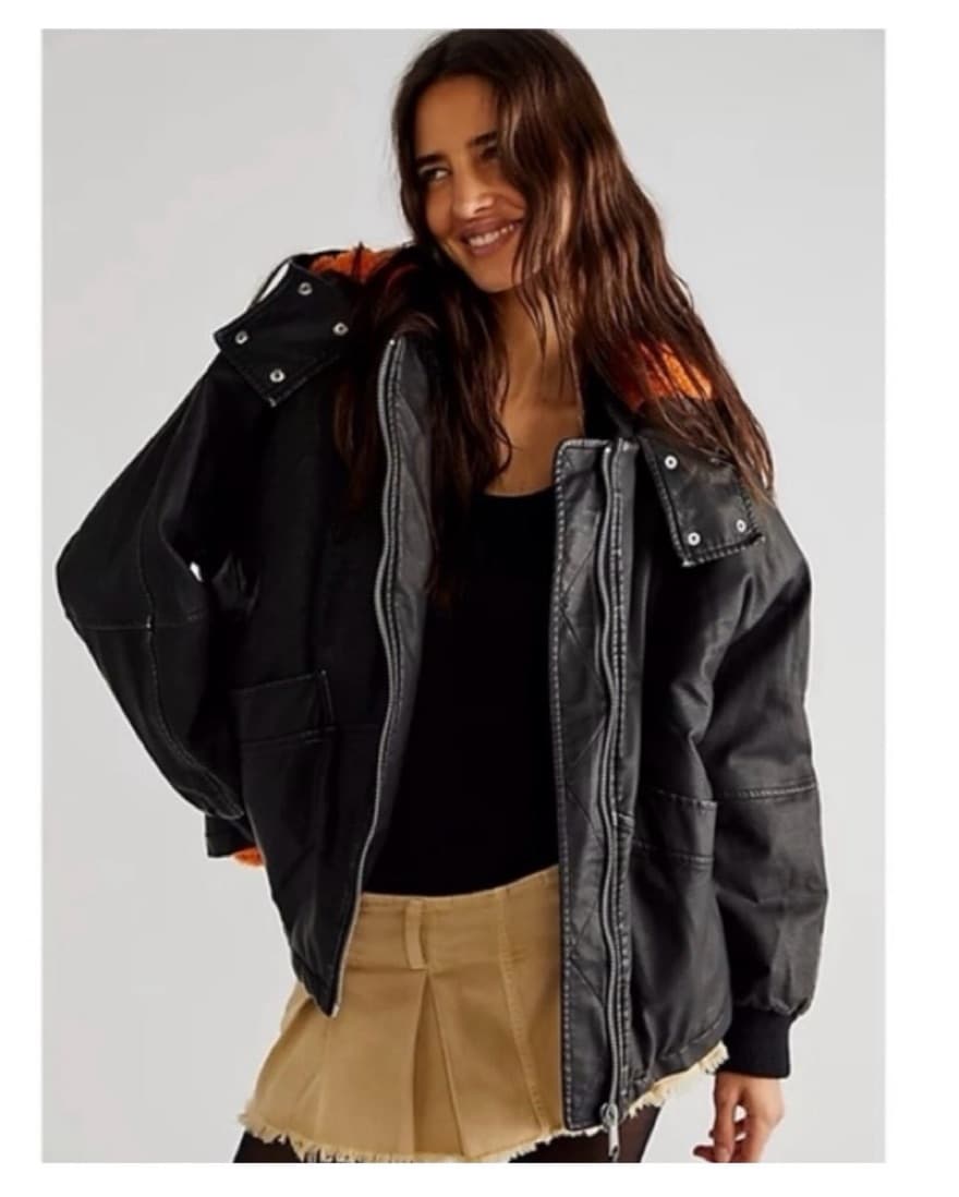 Free People faux Leather Jacket - Image 3