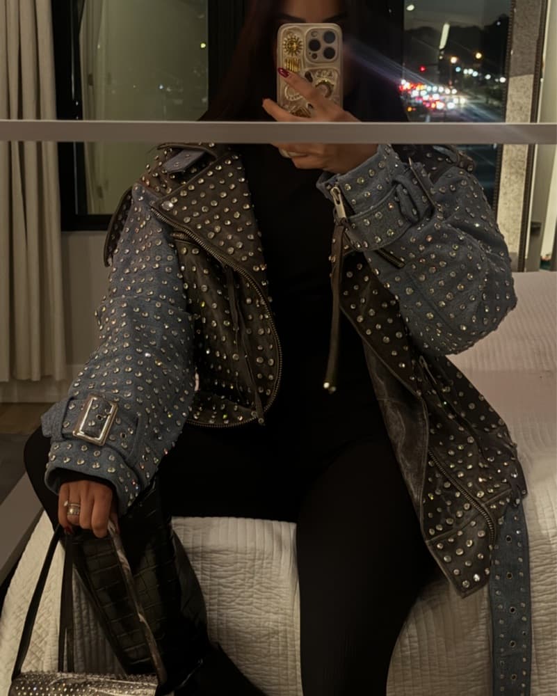 Luxury Studded Moto Jacket – Denim & Lea - Image 1
