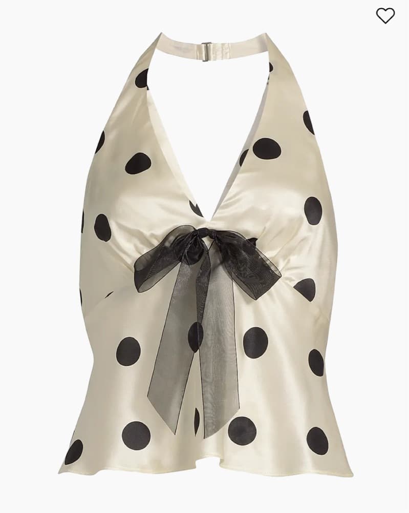 Reformation Silk Polka-dot Halter Top - Image 2