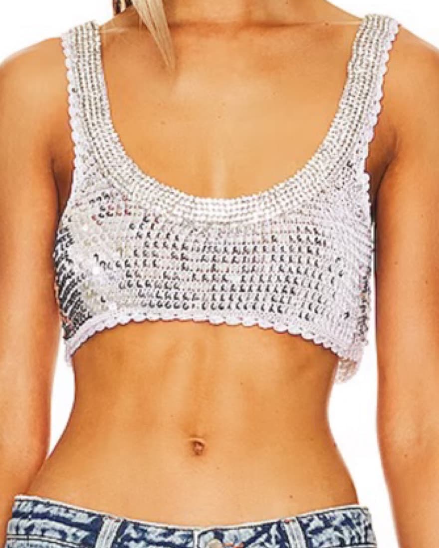 Retrofete Silver Sequin top - Image 1