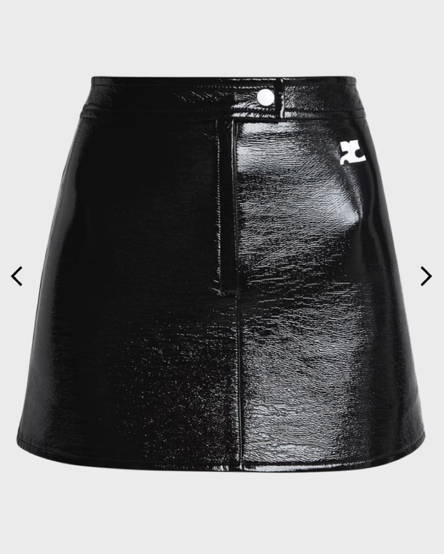 Courreges Black Vinyl Skirt - Image 2