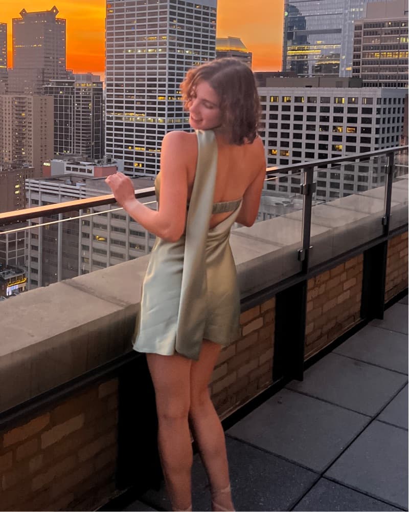 Sage Green Satin Mini Dress Hello Molly - Image 4