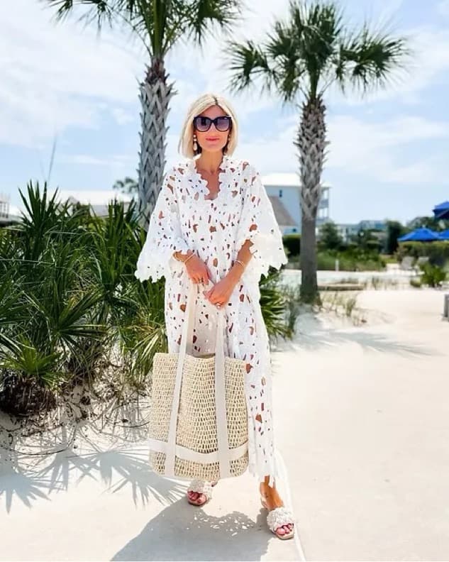 Anthropologie Floral Eyelet Kaftan - Image 1