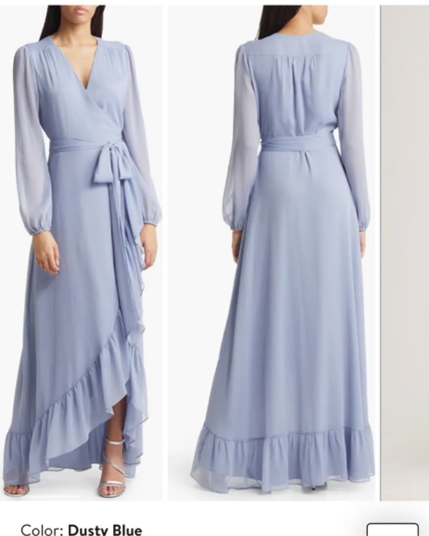 Meryl Long Sleeve Wrap High/Low Gown - Image 1