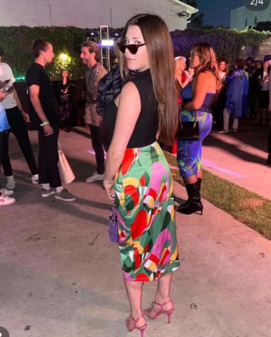 With Jean Multicolored Satin Skirt - Image 4