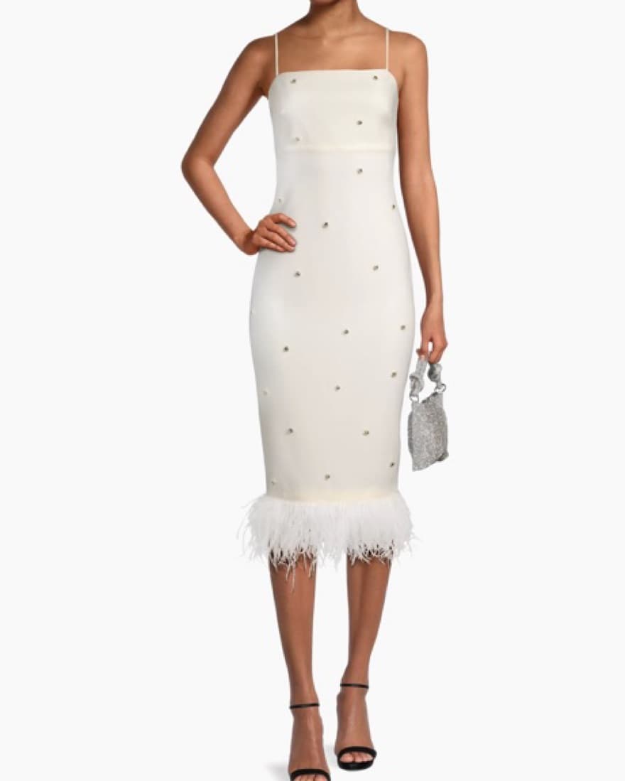LIKELY Electra Feathered Midi Dress - Image 3