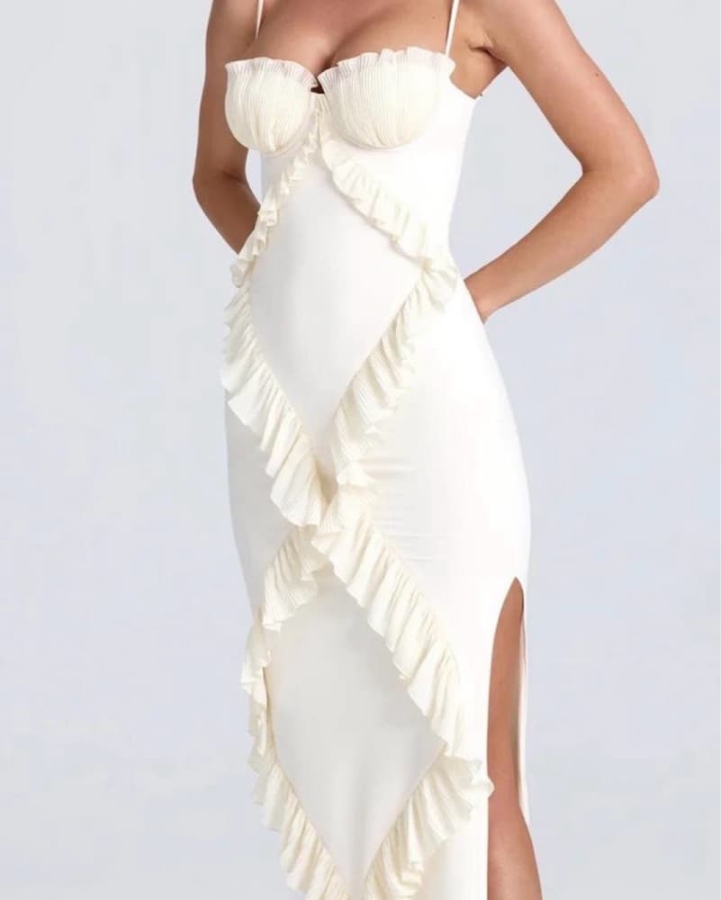 Oh Polly Ivory Ruffle Maxi Dress - Image 2