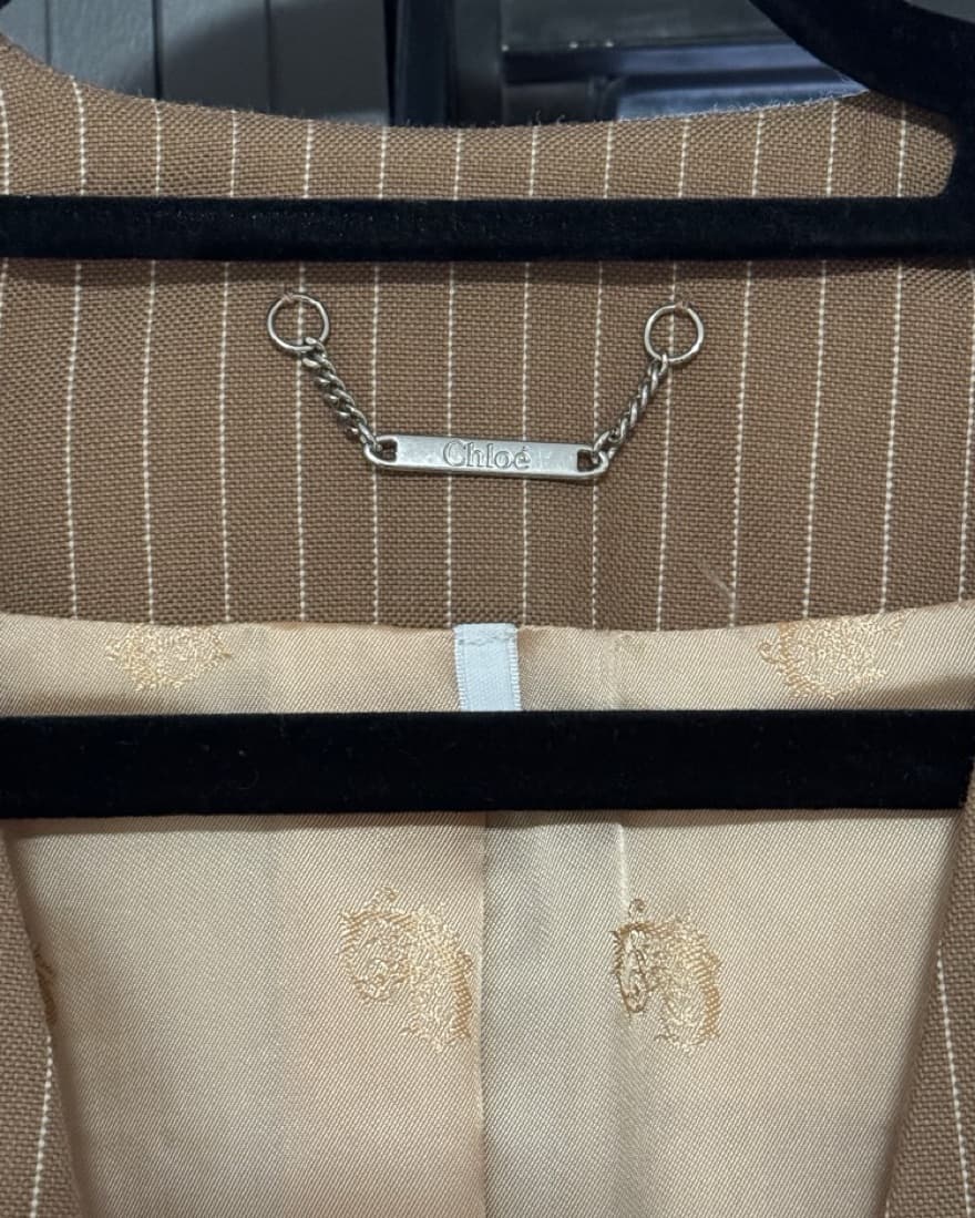 Chloé Wool Brown Pinstripe Blazer - Image 4