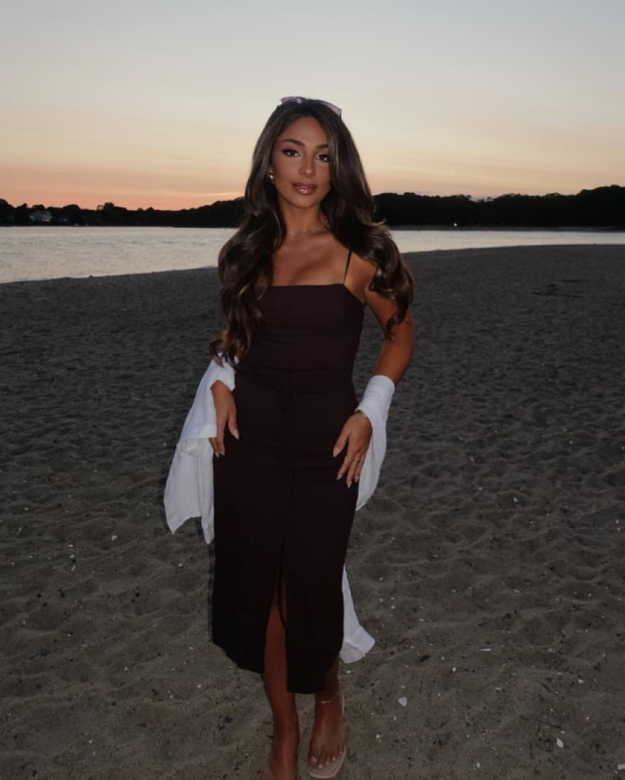 Square Neck Midi Dress With Slit  - Image 1