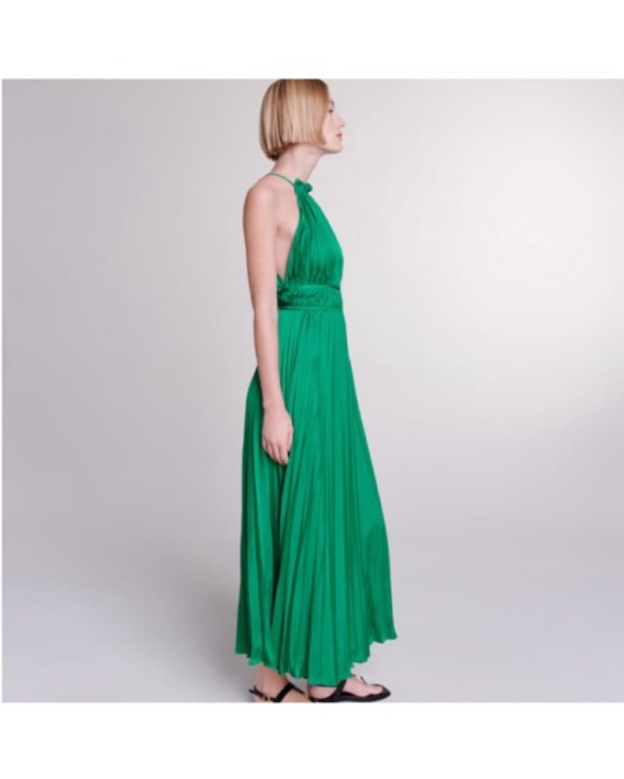 NWT Maje Reilly Green Pleated satin maxi - Image 2