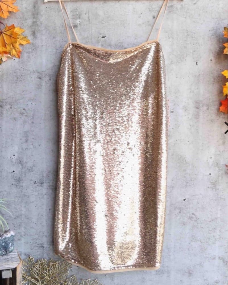 Gold Sequin Mini Dress  - Image 2
