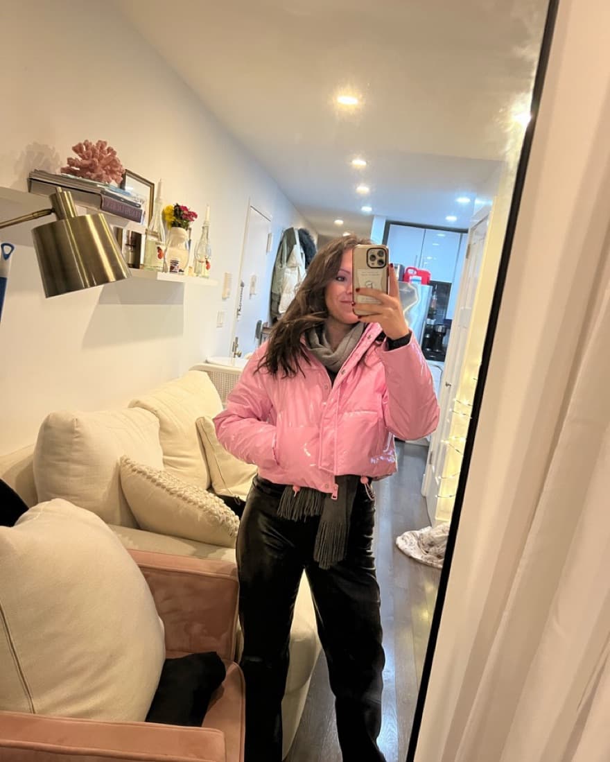 Pink Cropped Winter Coat - Image 1