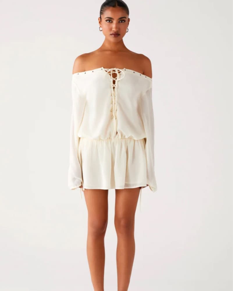 Elegant Off-Shoulder Baby Pink Dress - Image 2