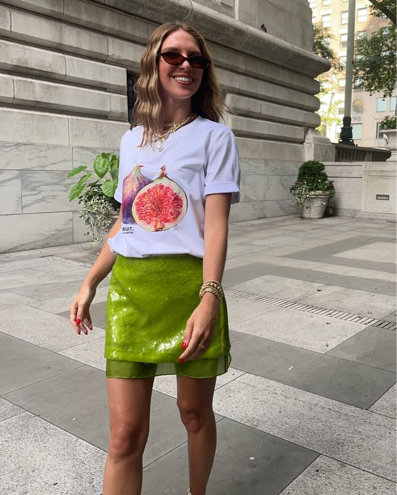 Vibrant Green Sequin Mini Skirt - Image 1